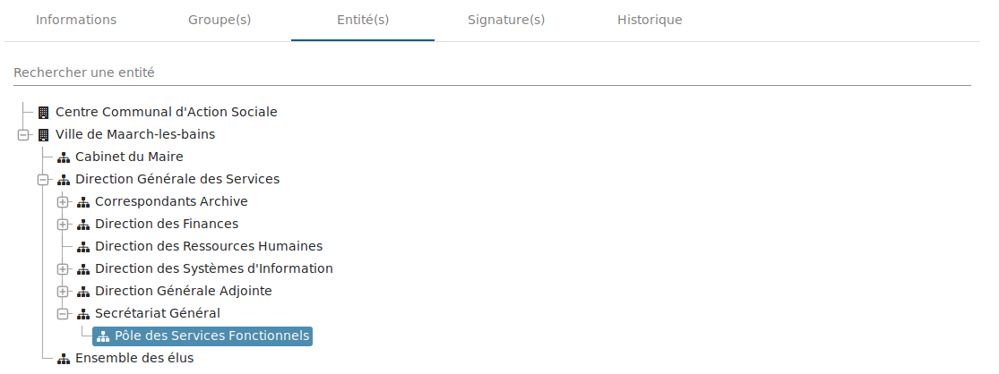 Choix entité