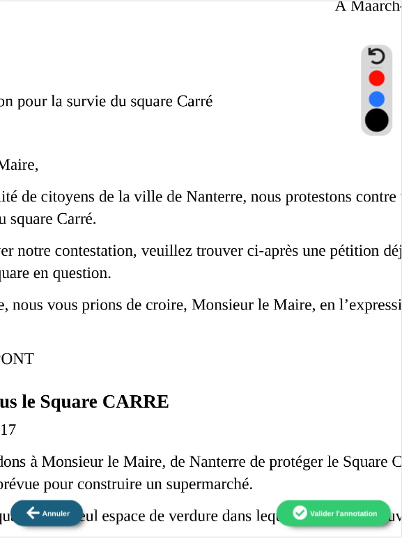Interface d'annotation