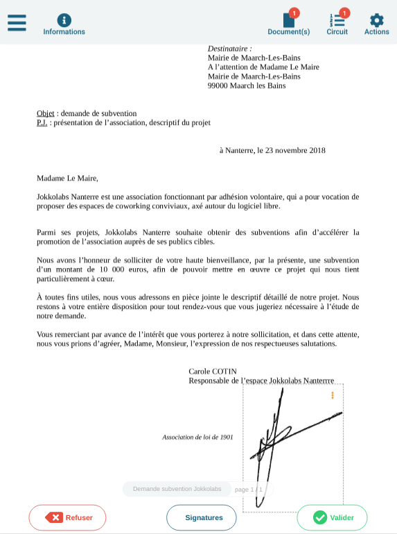 Courrier en PJ