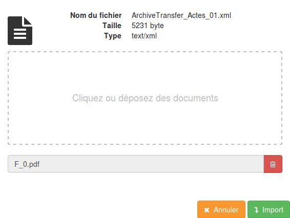 Constitution de l'import